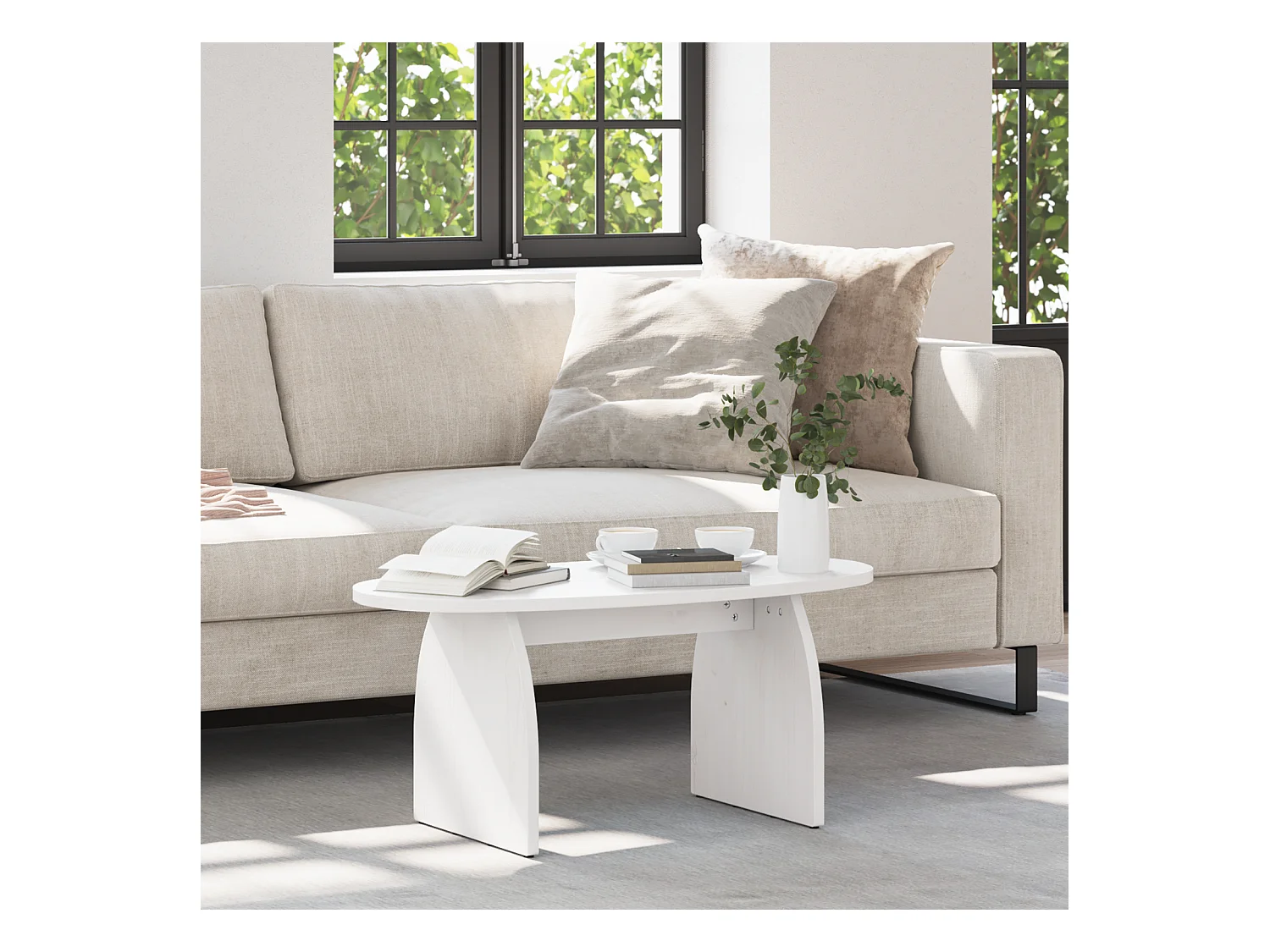 Mesas de centro | Mesas auxiliares 2 uds madera ingeniería gris hormigón 50x46x50 cm SHL2118