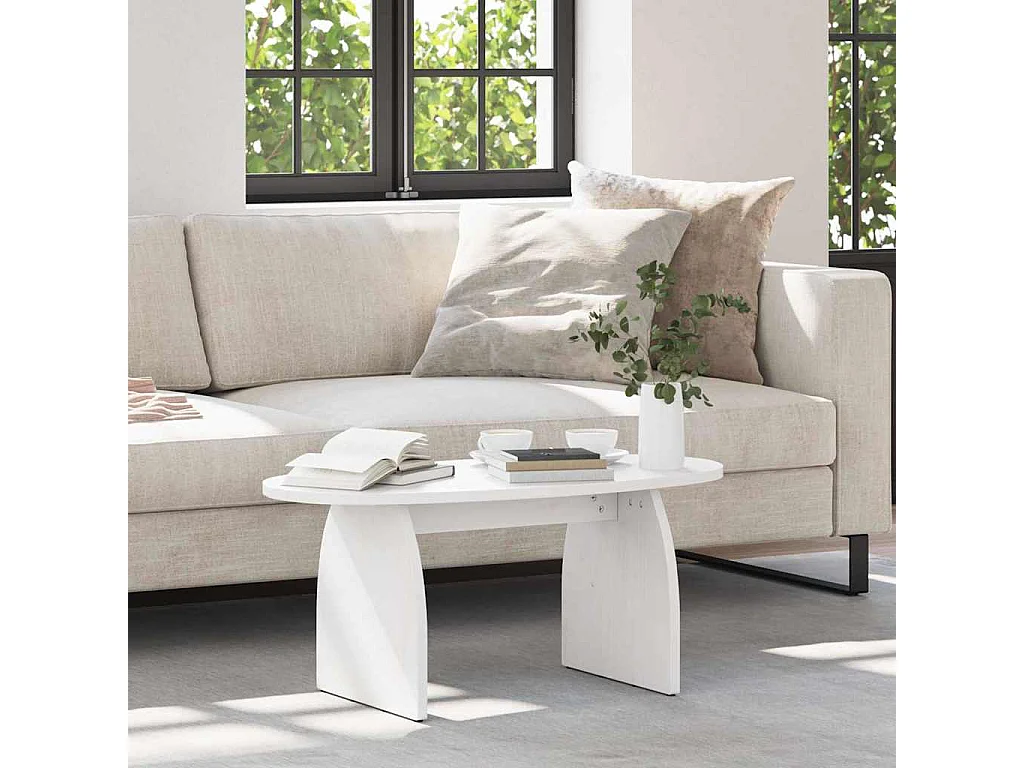 Tavolino da Salotto-Tavolino Basso Bianco 80x40x35 cm Pino massello SHL96030