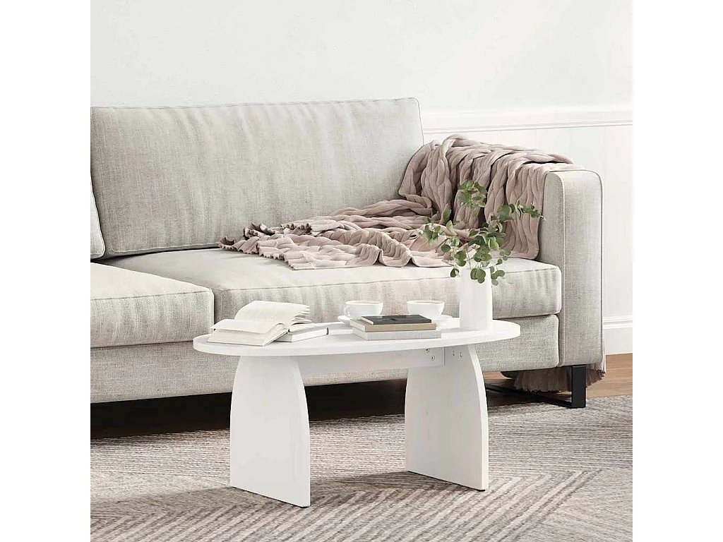 Tavolino da Salotto-Tavolino Basso Bianco 80x40x35 cm Pino massello SHL96030