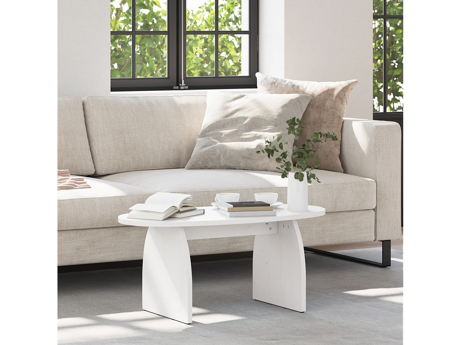 Couchtisch-Wohnzimmertisch-Beistelltische Weiß 80x40x35 cm Massives Kiefernholz SHL4401