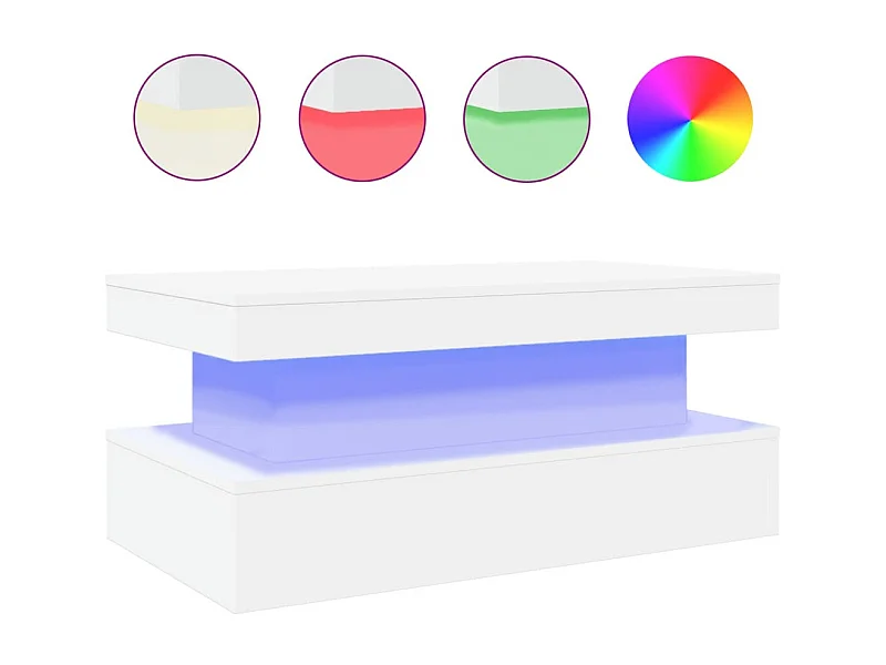 Table basse salon-Table d'appoint avec lumières LED blanc 90x50x40 cm SHL13105