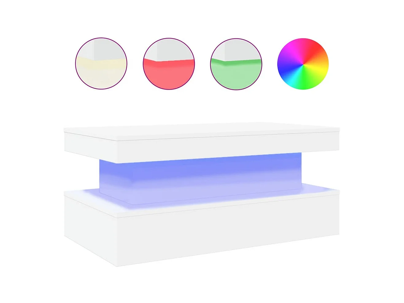 Table basse salon-Table d'appoint avec lumières LED blanc 90x50x40 cm SHL13105