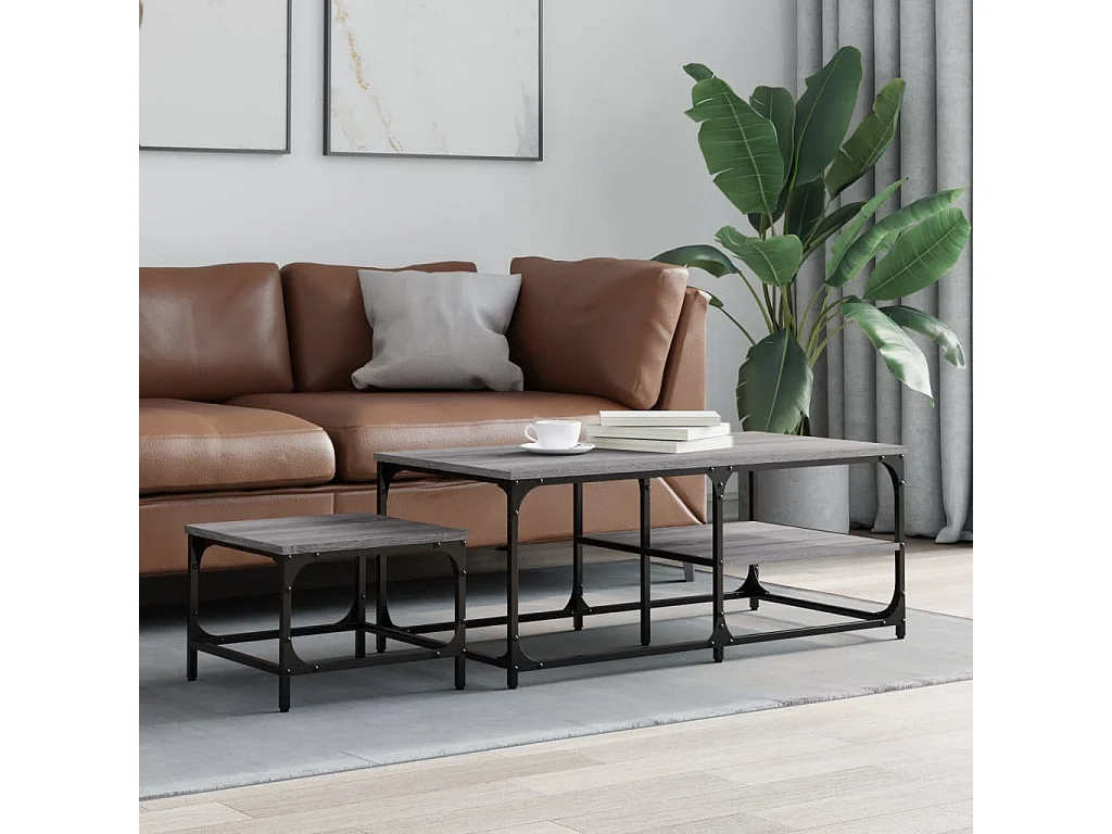 Mesa de centro-Mesa auxiliar con vidrio templado negro 60x60x35 cm SHL1568