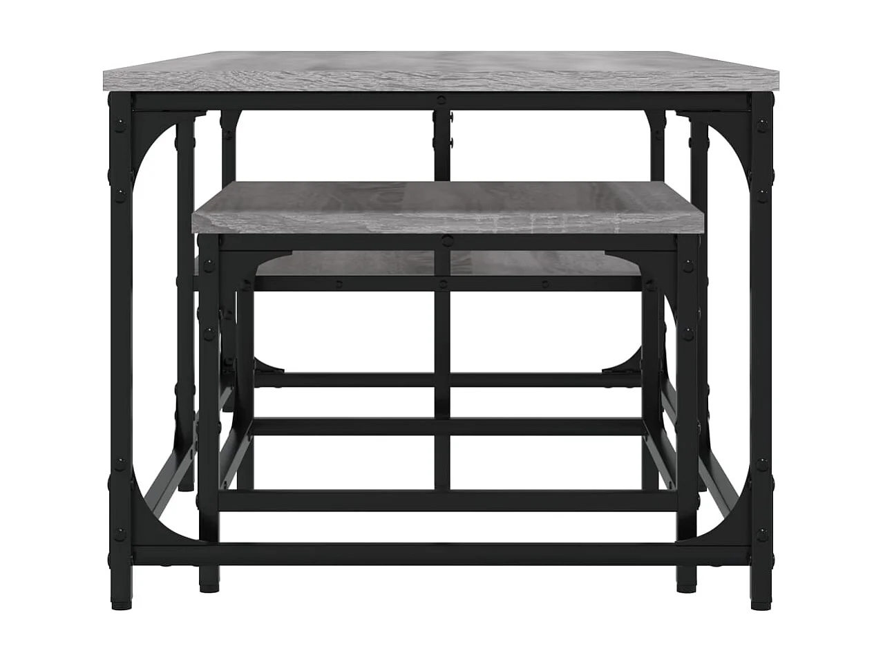Mesa de centro-Mesa auxiliar con vidrio templado negro 60x60x35 cm SHL1568
