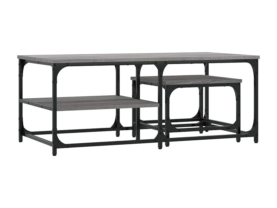 Mesa de centro-Mesa auxiliar con vidrio templado negro 60x60x35 cm SHL1568