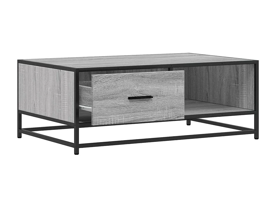 Couchtisch-Wohnzimmertisch-Beistelltische Grau Sonoma 90x57x35 cm Holzwerkstoff und Metall SHL26170
