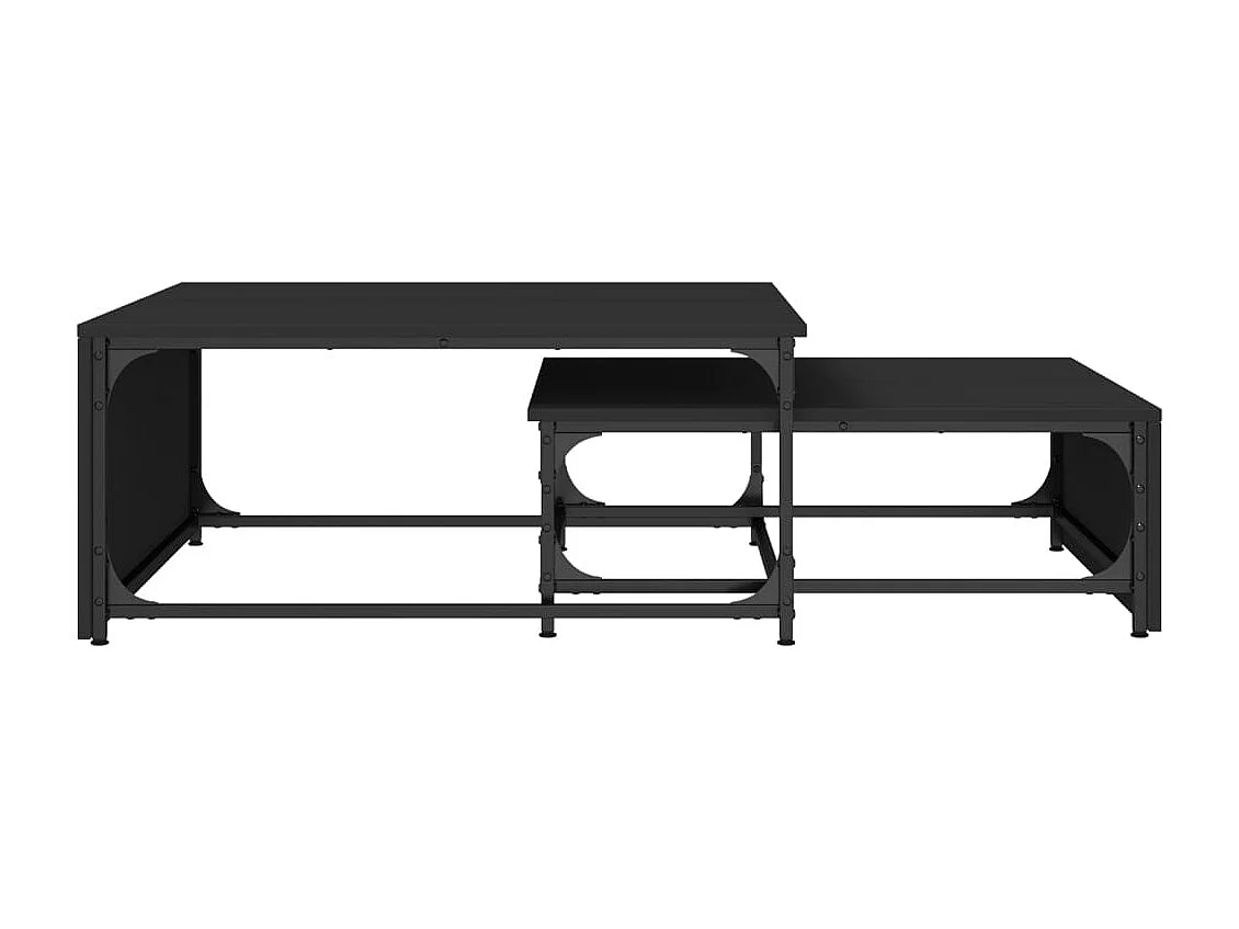 Tables basses gigognes de salon 2 pcs noir bois d'ingénierie et métal SHL16064