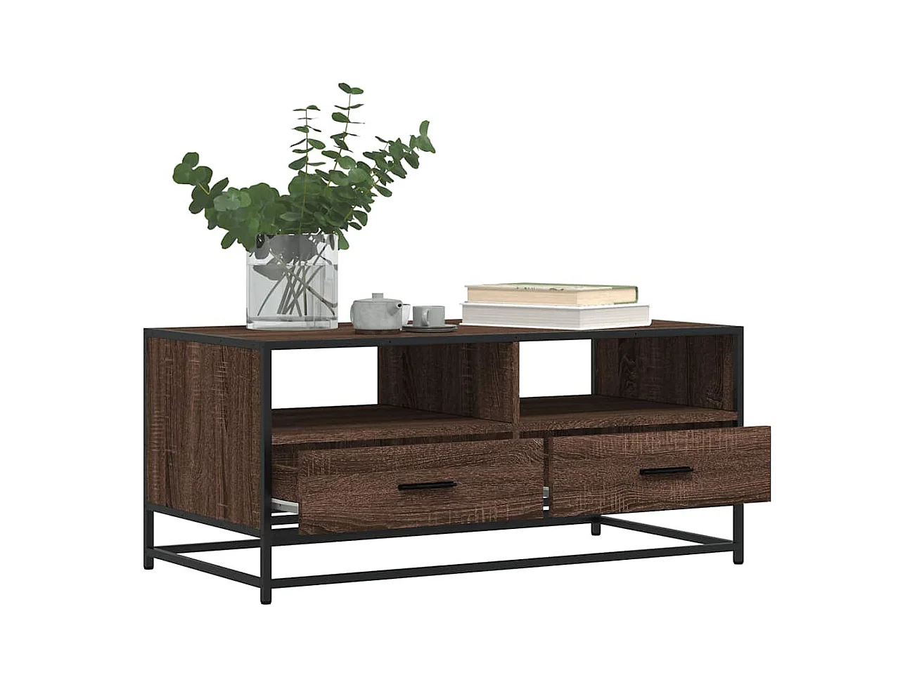 Mesa de centro-Mesa auxiliar madera maciza de pino negro 120x50x40,5 cm SHL4818