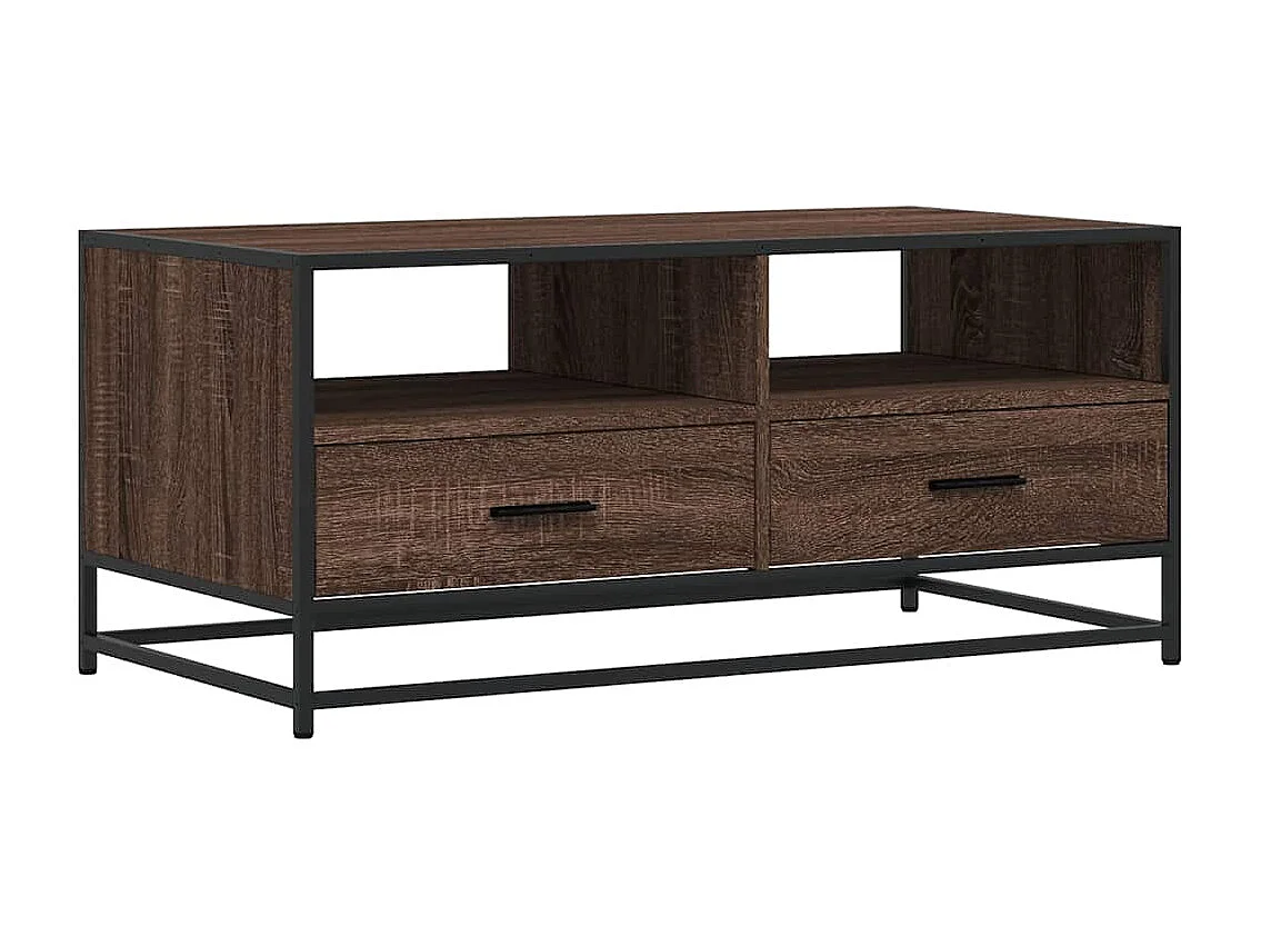 Couchtisch-Wohnzimmertisch-Beistelltische Braun Eichen-Optik 100x50x45 cm Holzwerkstoff Metall SHL9514