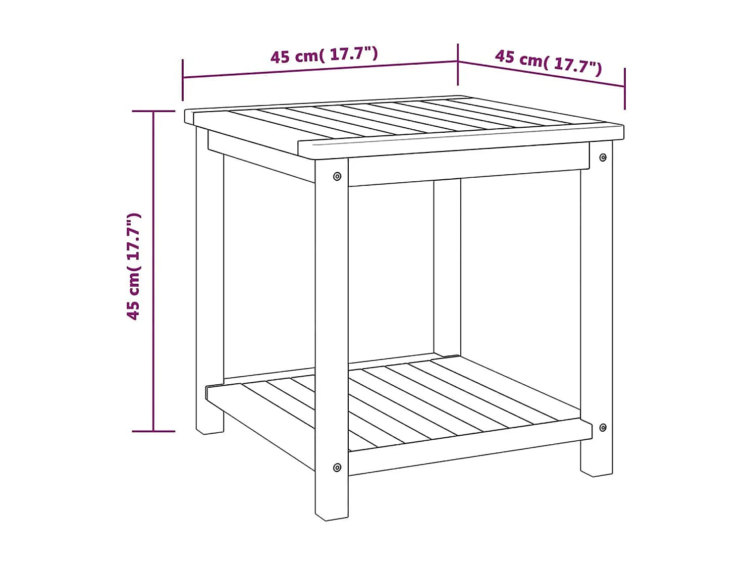 Couchtisch-Beistelltisch Massivholz Akazie 45x45x45 cm SHL85860