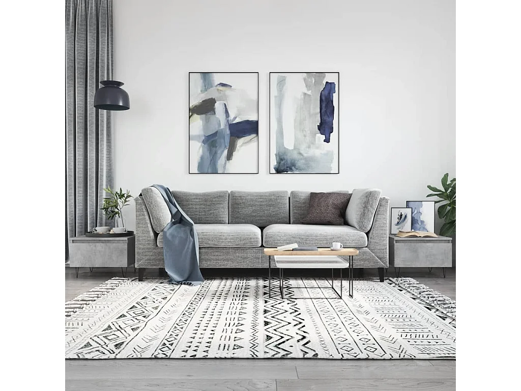 Mesa de centro | Mesa auxiliar madera maciza de mango rugosa negro 100x54x40 cm SHL536