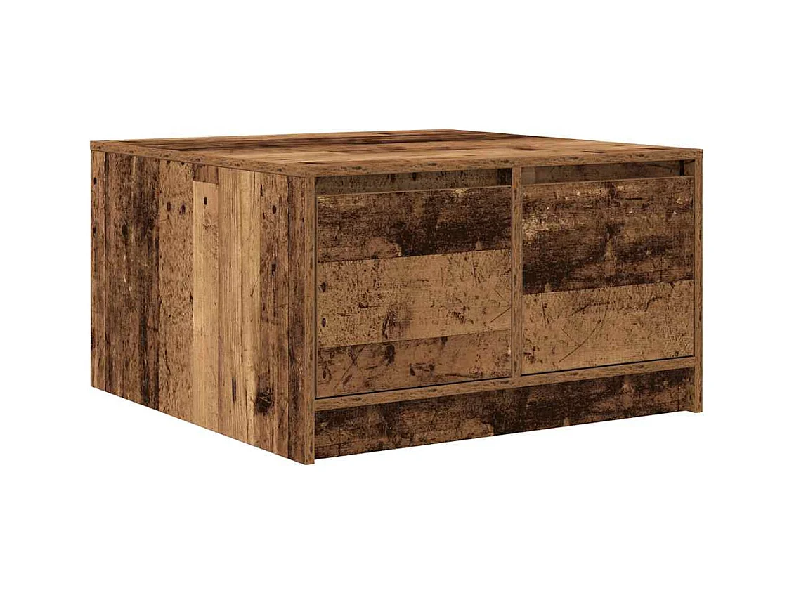Table basse salon-Table d'appoint avec tiroirs vieux bois 70,5x70x40 cm SHL84407