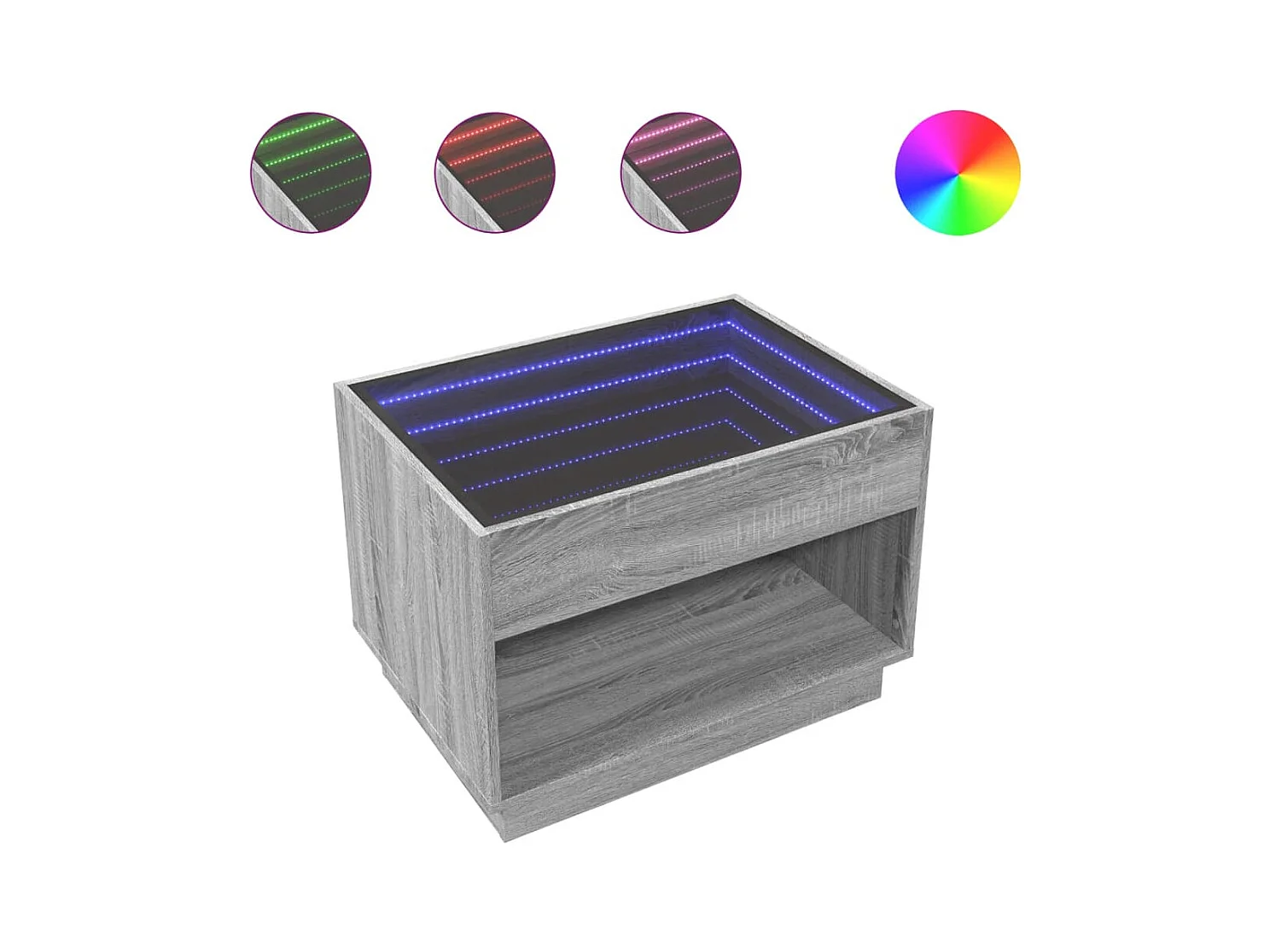 Table basse salon-Table d'appoint avec LED infini sonoma gris 70x50x50 cm SHL46948