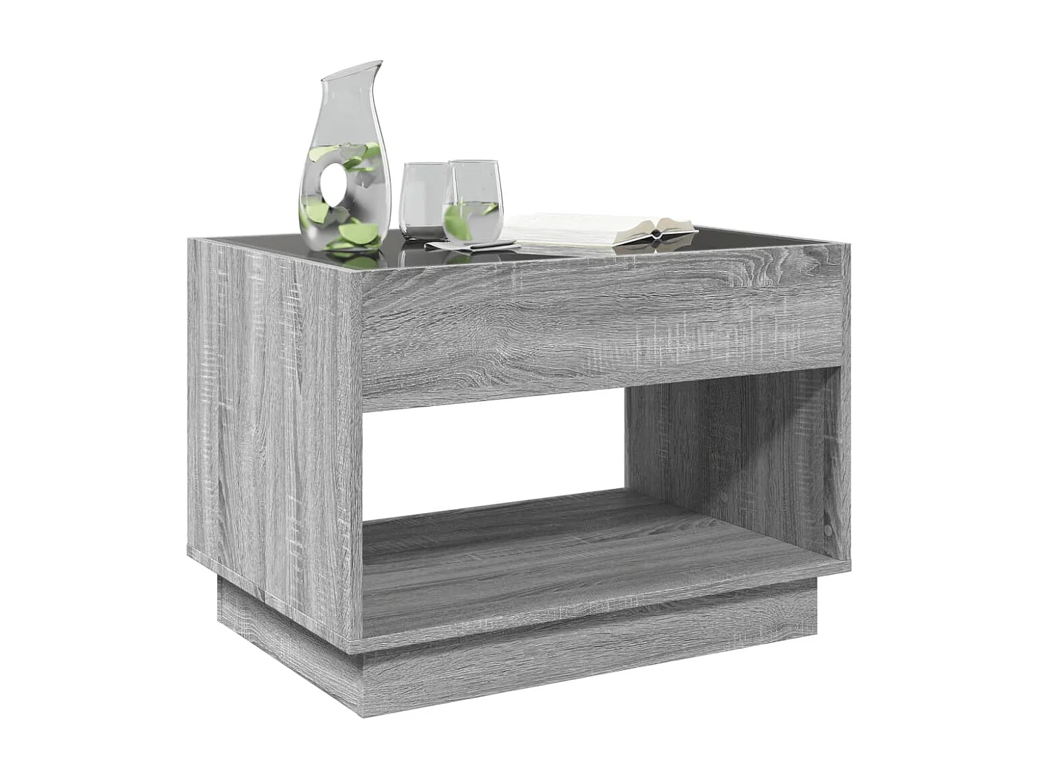 Couchtisch mit Infinity-LED | Beistelltische | Sofatisch Grau Sonoma 70x50x50 cm SHL92804