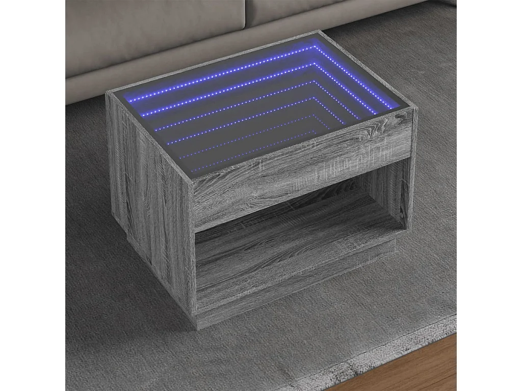 Couchtisch mit Infinity-LED | Beistelltische | Sofatisch Grau Sonoma 70x50x50 cm SHL92804