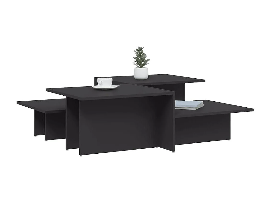 Couchtisch 2er Set-Sofatisch-Beistelltische Grau Holzwerkstoff SHL10480