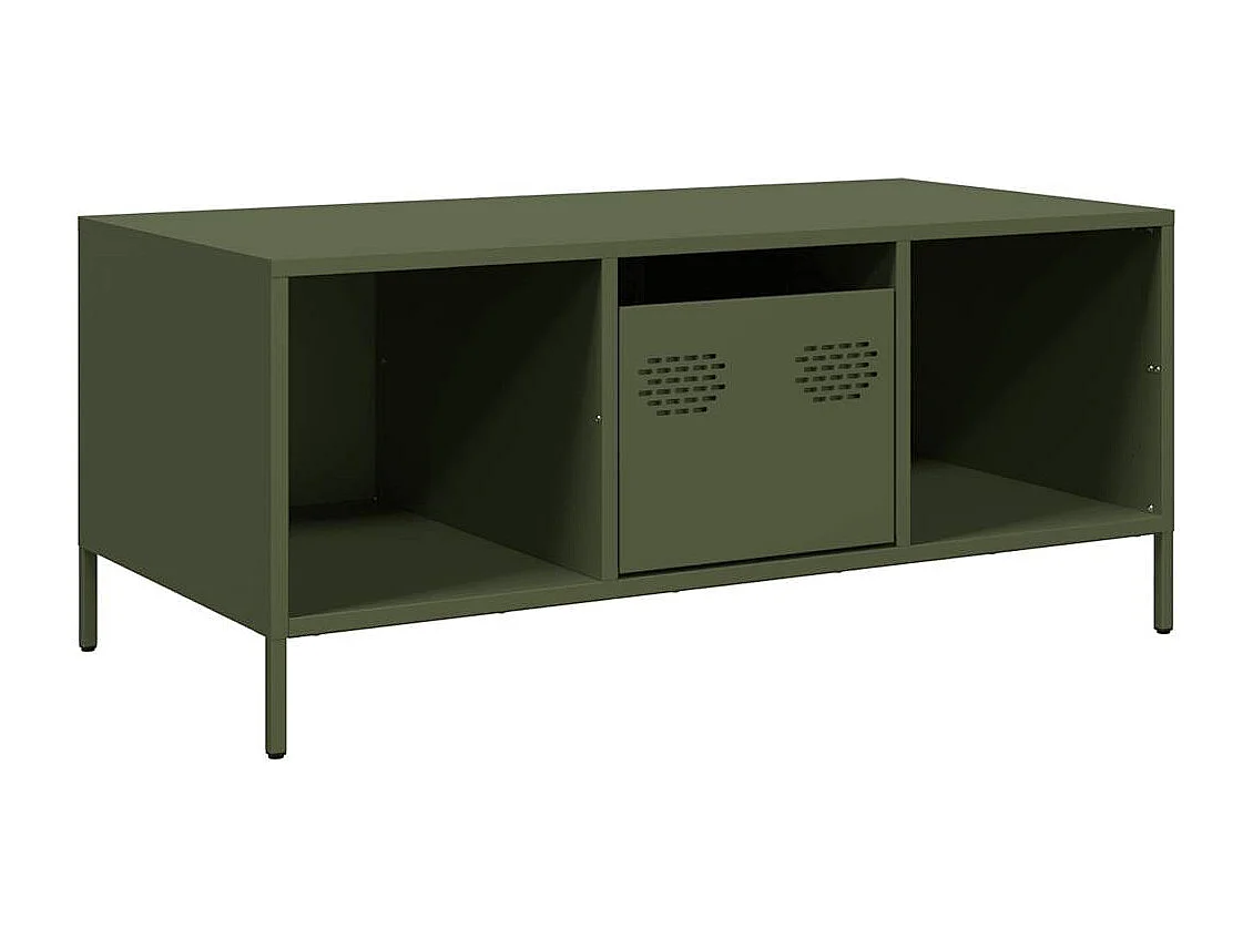 Table basse salon-Table d'appoint vert olive 101,5x50x43,5 cm acier laminé à froid SHL51783