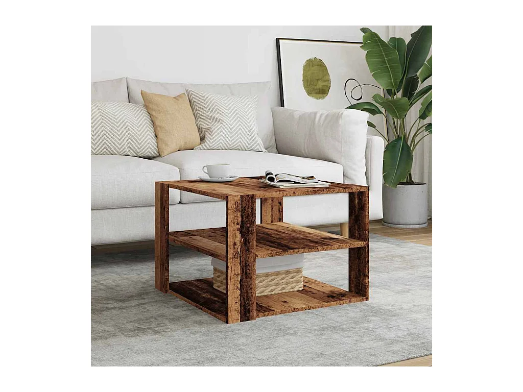 Table basse salon-Table d'appoint vieux bois 58x58x40 cm bois d'ingénierie SHL64533