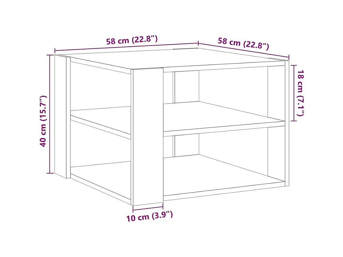 Table basse salon-Table d'appoint vieux bois 58x58x40 cm bois d'ingénierie SHL64533