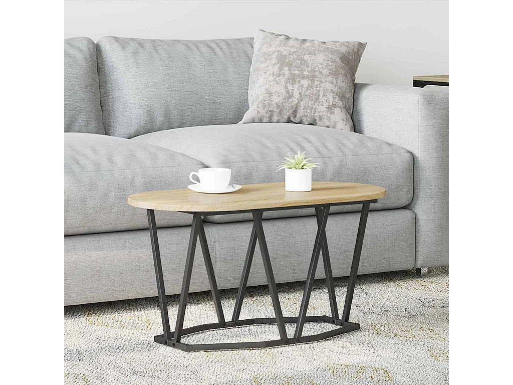 Couchtisch-Wohnzimmertisch-Beistelltische Sonoma-Eiche 80x40x40.5 cm Sperrholz und Metall SHL75336