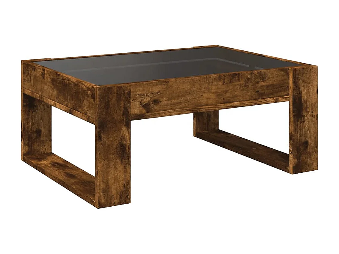 Table basse salon-Table d'appoint avec LED infini chêne fumé 70x53x30 cm SHL65659