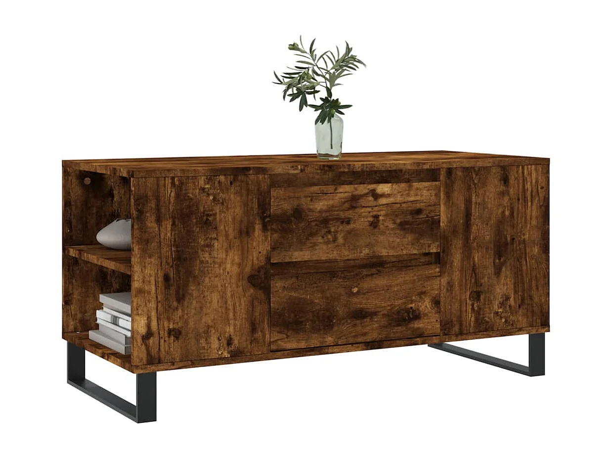 Mesa de centro | Mesa auxiliar tapa de vidrio acero gris Sonoma 98,5x50x45 cm SHL767110