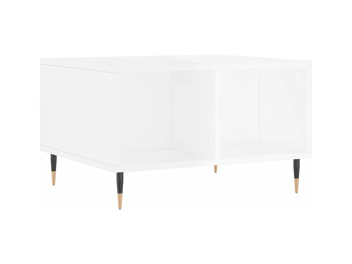 Table basse salon-Table d'appoint Blanc brillant 60x50x36,5 cm Bois d'ingénierie SHL19151