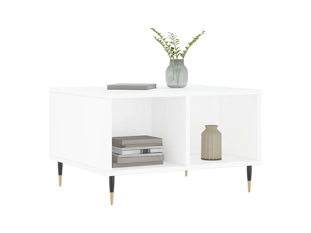 Table basse salon-Table d'appoint Blanc brillant 60x50x36,5 cm Bois d'ingénierie SHL19151