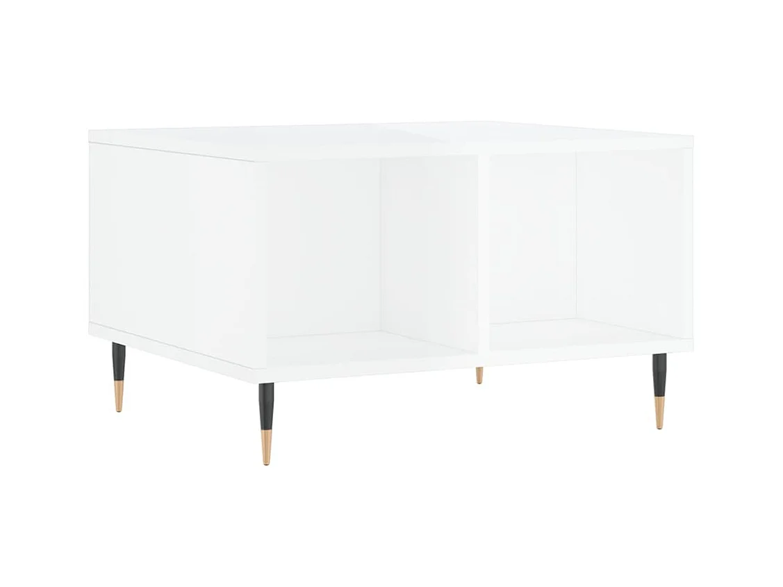 Table basse salon-Table d'appoint Blanc brillant 60x50x36,5 cm Bois d'ingénierie SHL19151