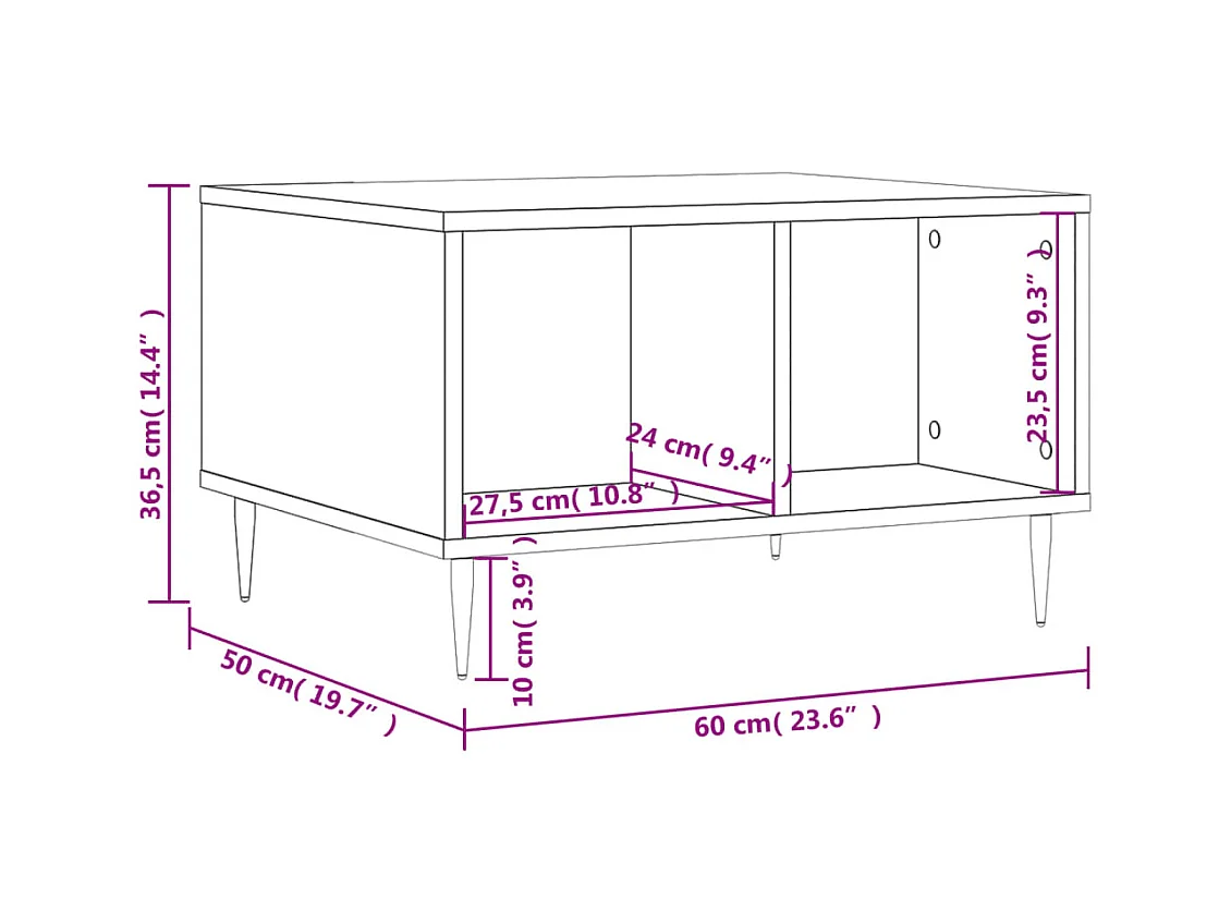 Table basse salon-Table d'appoint Blanc brillant 60x50x36,5 cm Bois d'ingénierie SHL19151