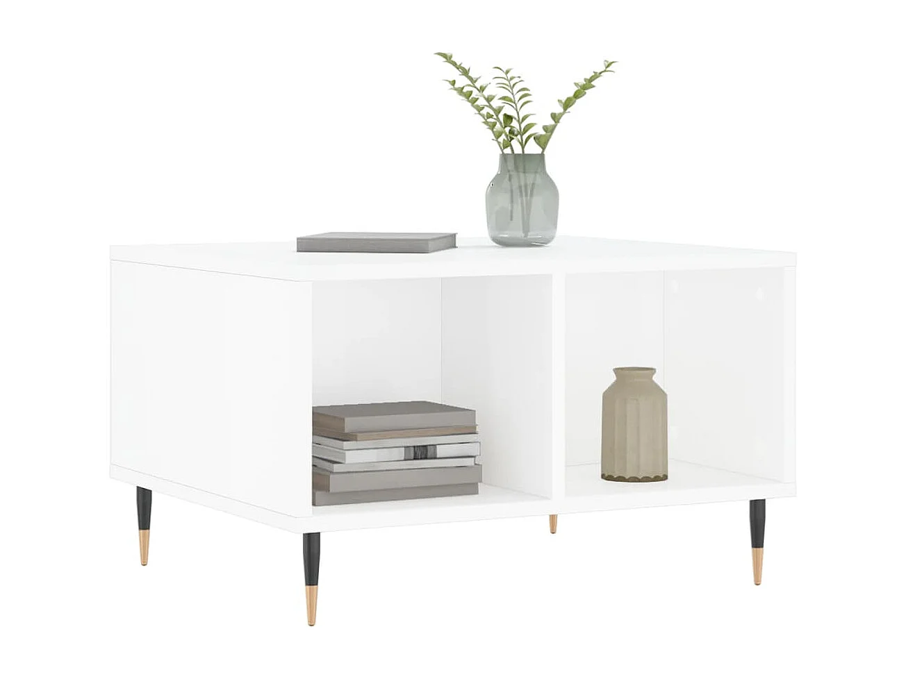 Mesa de centro | Mesa auxiliar madera de ingeniería y metal negro 80x80x45 cm SHL261682