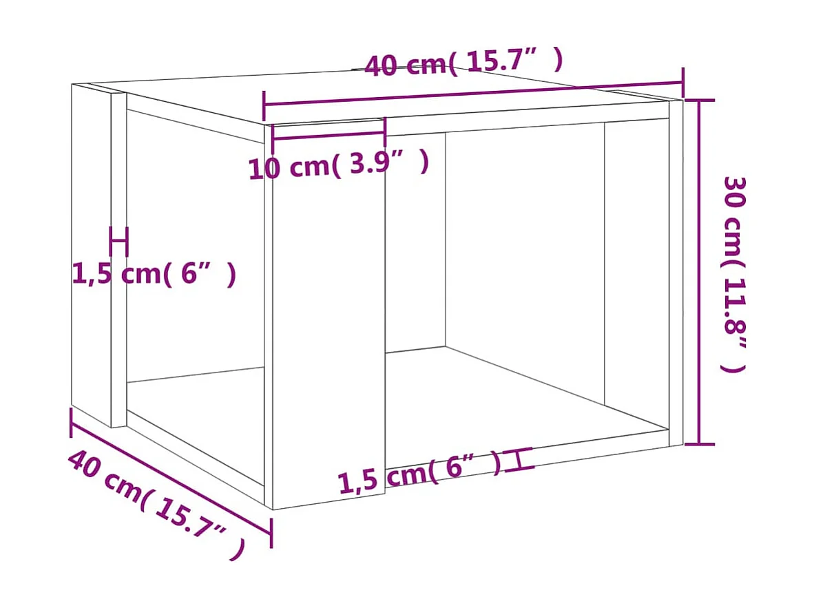 Mesa de centro | Mesa auxiliar con patas de metal roble ahumado 50x50x40 cm SHL125501