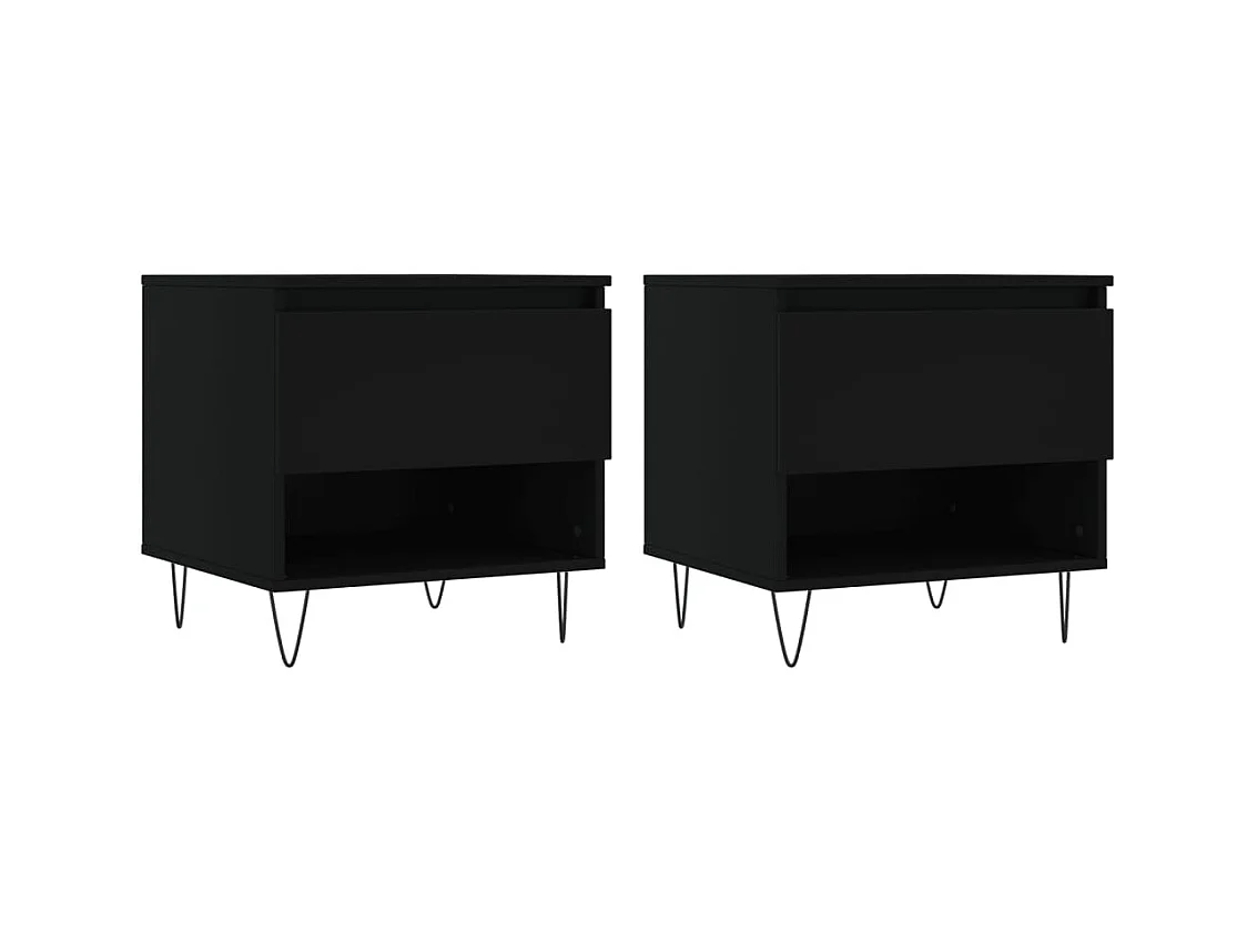 Lot de 2 Tables basses-Tables d'appoint noir 50x46x50 cm bois d'ingénierie SHL56944