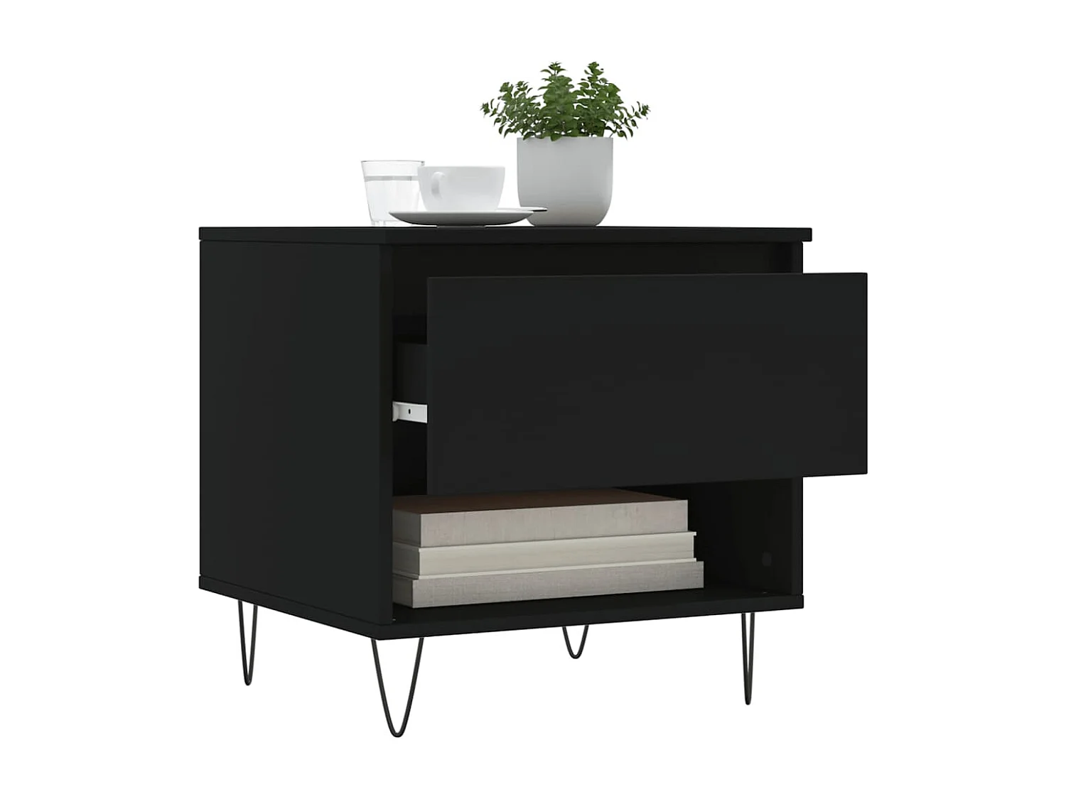 Couchtisch 2er Set-Sofatisch-Beistelltische Schwarz 50x46x50 cm Holzwerkstoff SHL34282