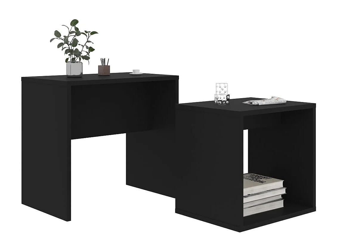 Mesa de centro | Mesa auxiliar con luces LED negro 90x49x40 cm SHL2524