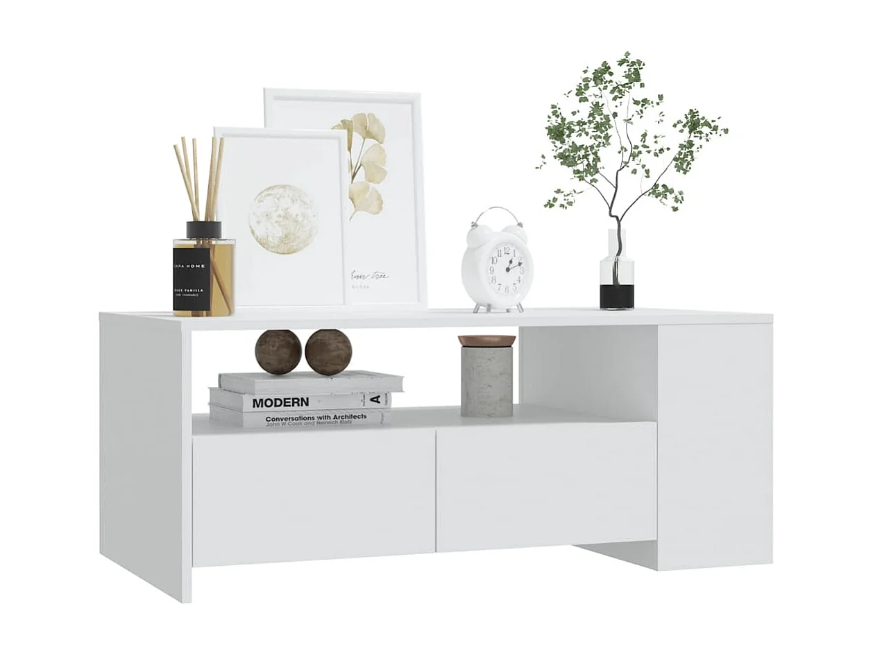 Couchtisch-Sofatisch-Beistelltische Weiß 102x55x42 cm Holzwerkstoff SHL73696