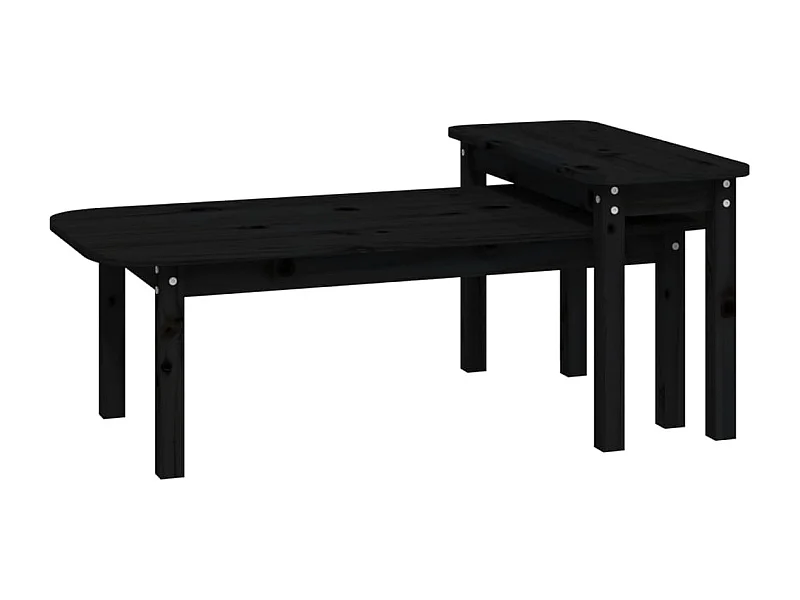 Salontafel Set van 2 | Woonkamertafel | Koffietafel massief grenenhout zwart