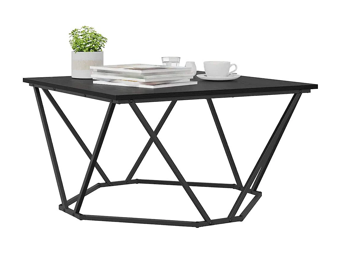 Salontafel | Woonkamertafel | Bijzettafel Zwart eiken 80 x 80 x 45 cm Engineered hout en staal