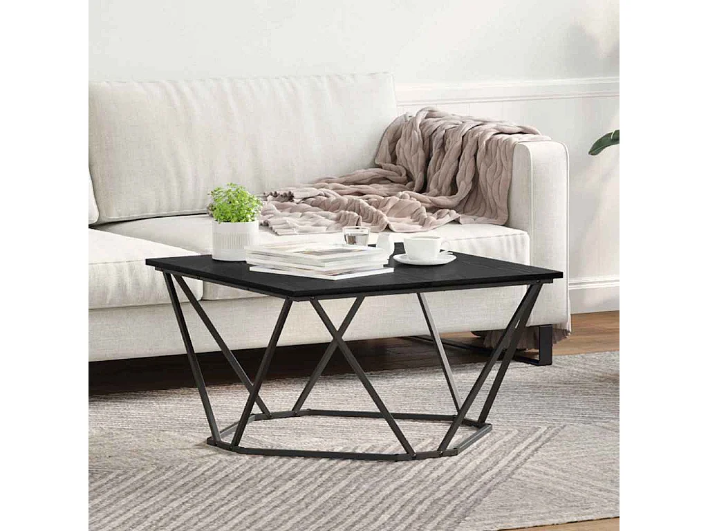 Salontafel | Woonkamertafel | Bijzettafel Zwart eiken 80 x 80 x 45 cm Engineered hout en staal