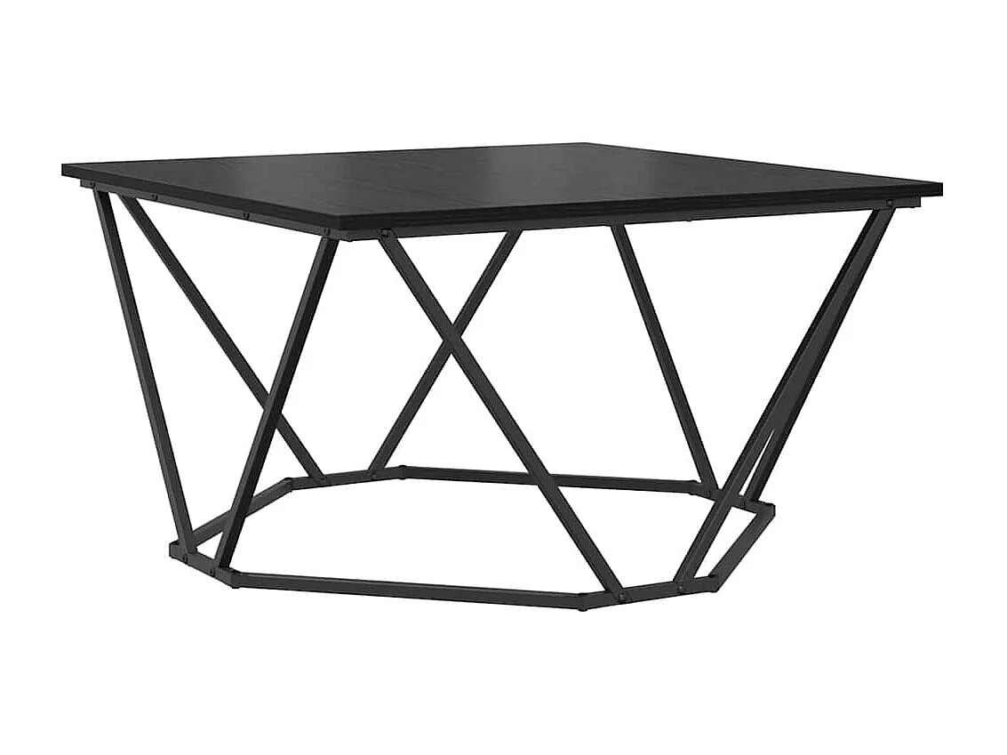 Salontafel | Woonkamertafel | Bijzettafel Zwart eiken 80 x 80 x 45 cm Engineered hout en staal