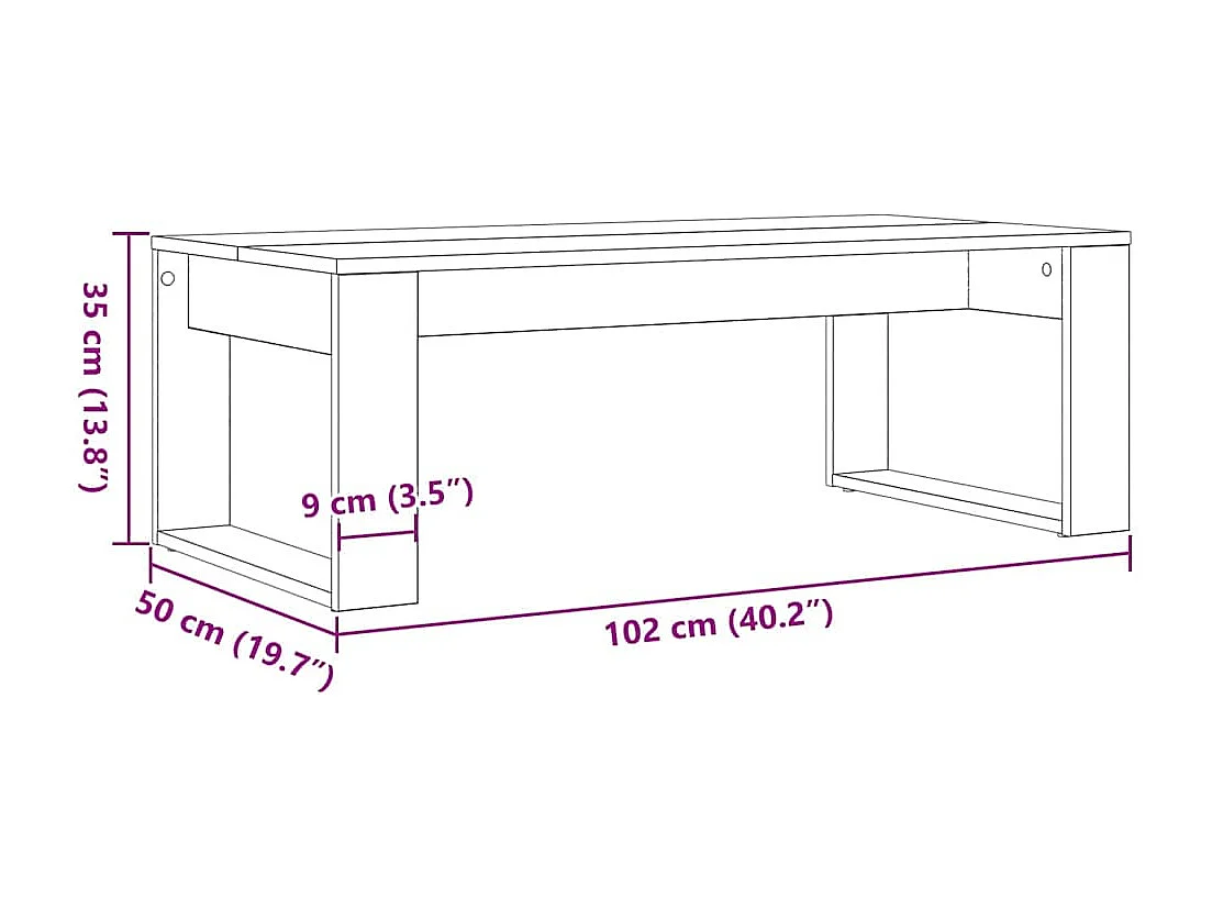 Mesa de centro-Mesa auxiliar-Mesita de centro madera contrachapada blanco 105x55x32 cm SHL2202