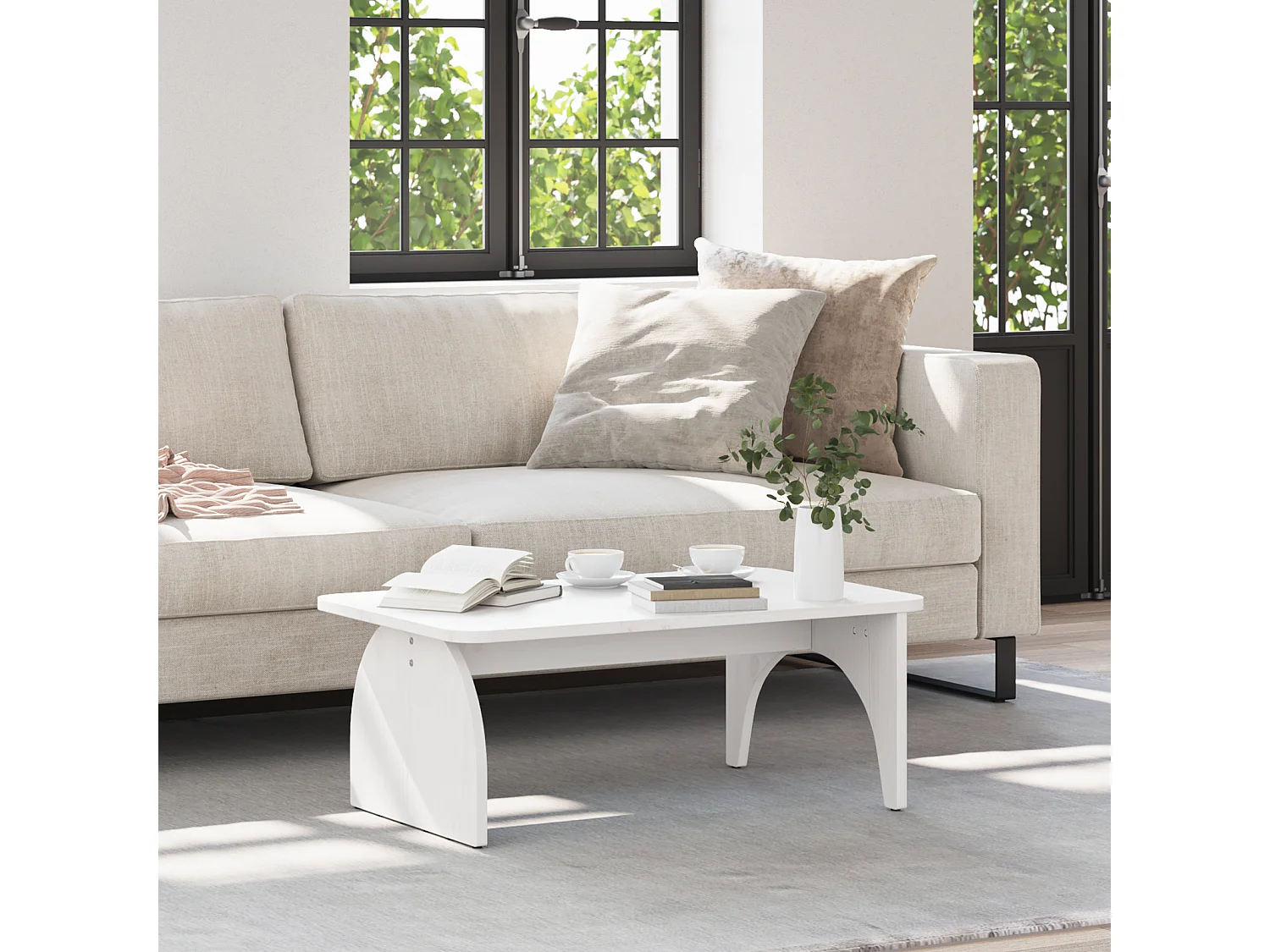 Table basse salon-Table d'appoint Blanc 80x50x31 cm Bois de pin massif SHL54191