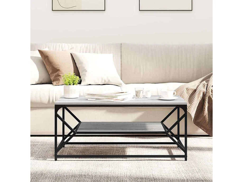 Mesa de centro-Mesa auxiliar-Mesita de centro madera de ingeniería gris hormigón 50x50x35 cm SHL149045