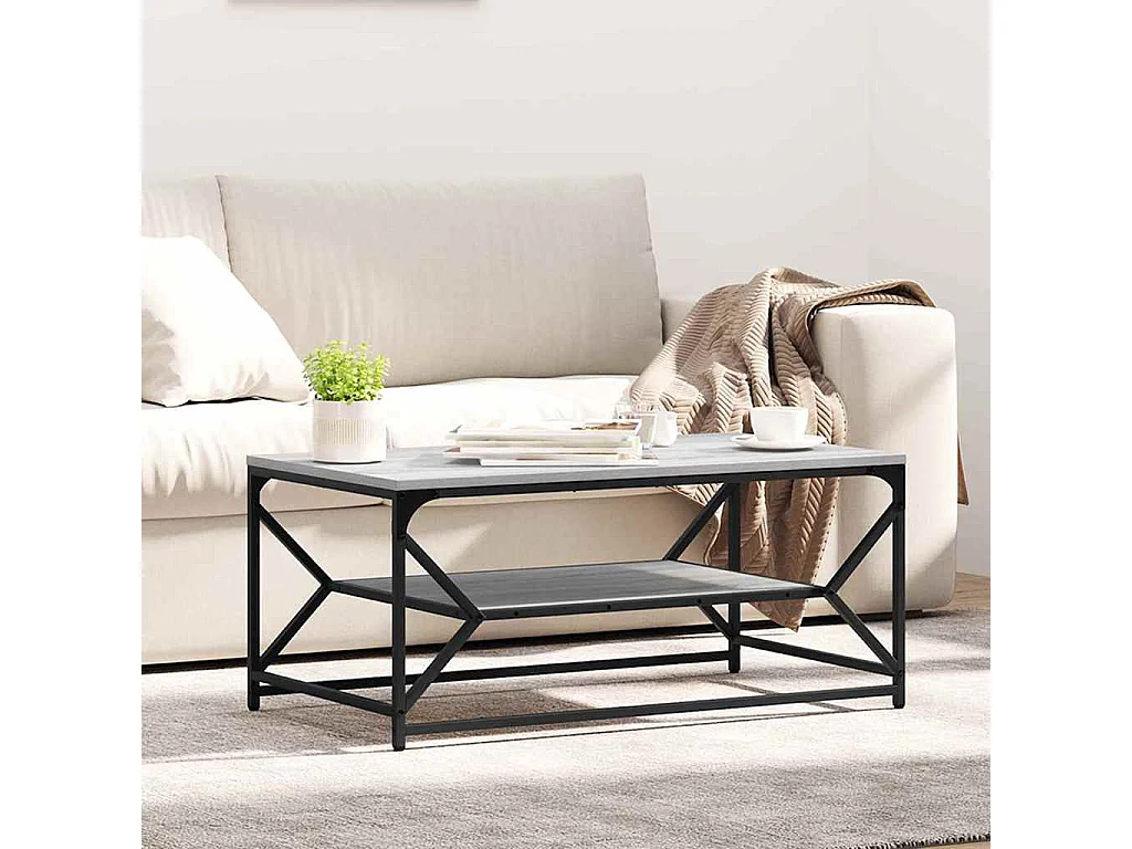 Mesa de centro-Mesa auxiliar-Mesita de centro madera de ingeniería gris hormigón 50x50x35 cm SHL149045