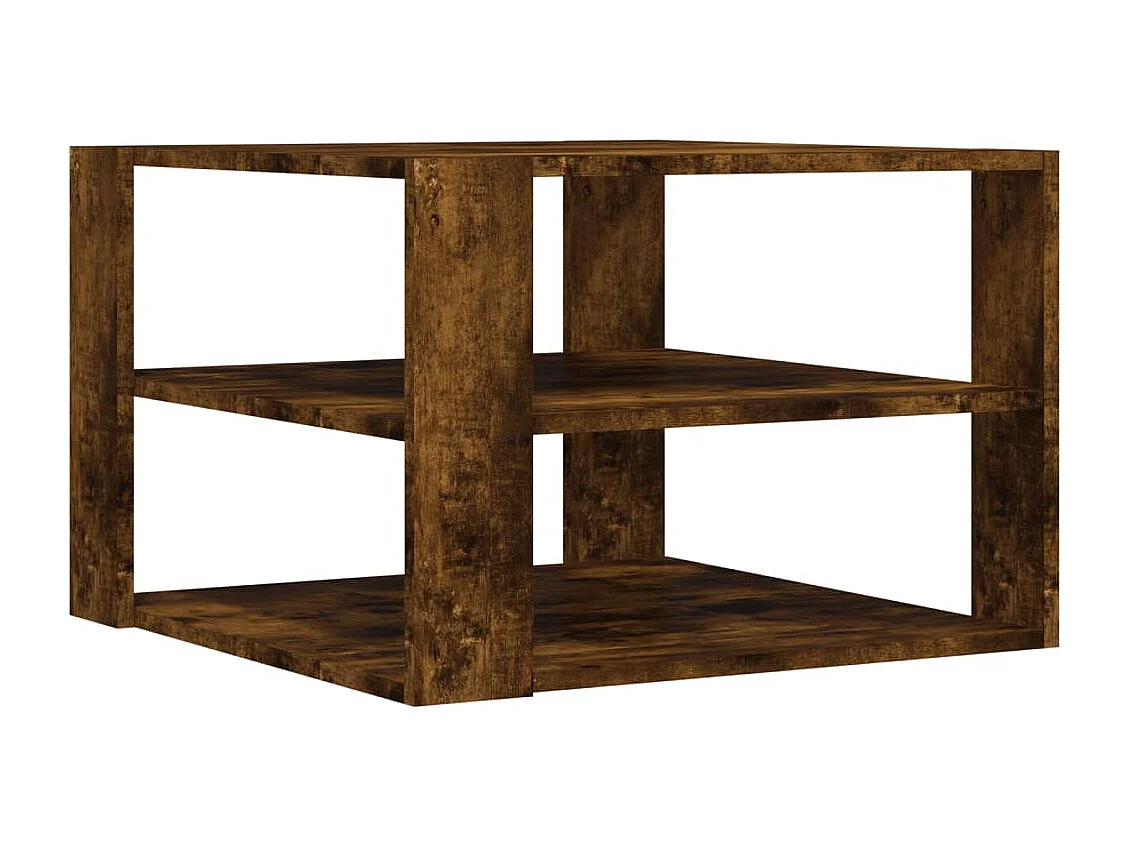 Mesa de centro-Mesa auxiliar acero inoxidable y madera reciclada plateada SHL4875