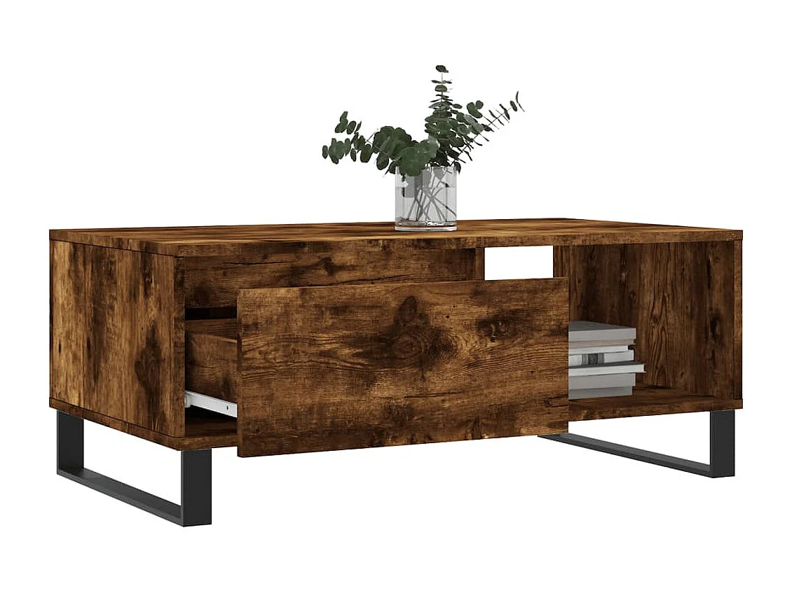 Table basse salon-Table d'appoint Chêne fumé 90x50x36,5 cm Bois d'ingénierie SHL13210