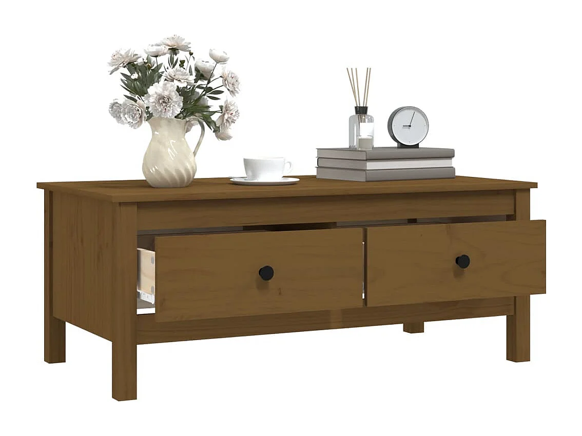 Couchtisch-Sofatisch-Beistelltische Honigbraun 100x50x40 cm Massivholz Kiefer SHL13966