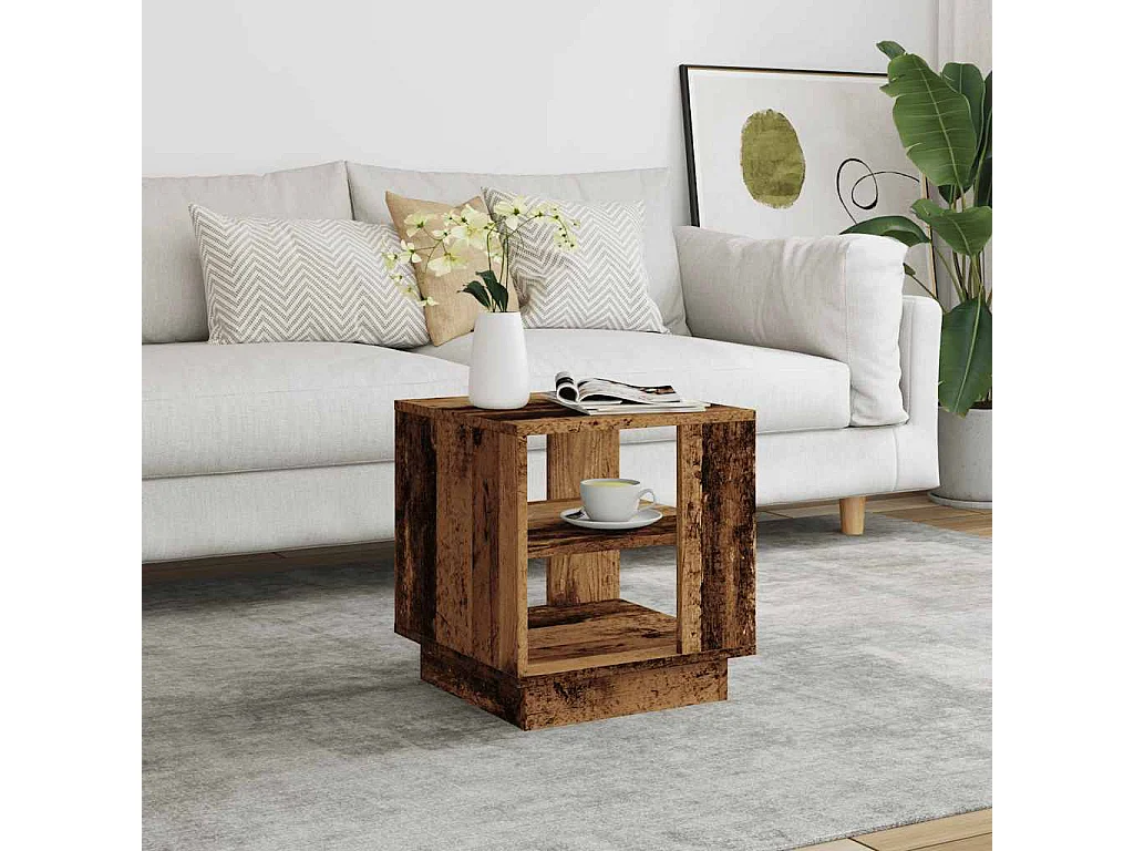 Couchtisch-Wohnzimmertisch-Beistelltische Altholz-Optik 40x40x43 cm Holzwerkstoff SHL73023