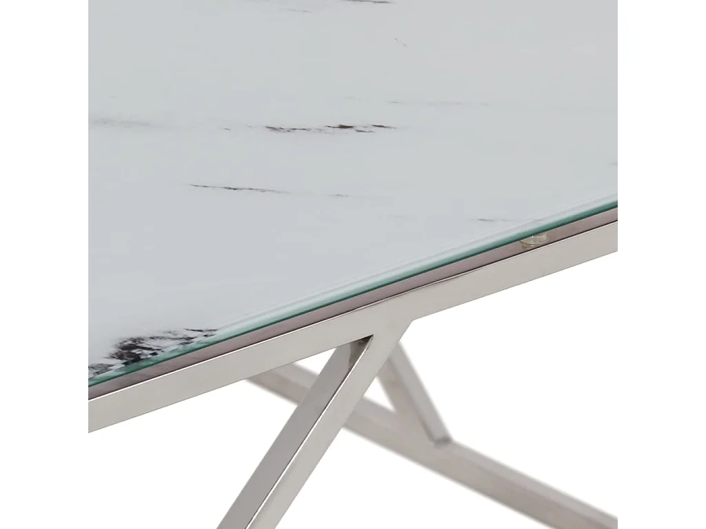Table basse salon-Table d'appoint argenté acier inoxydable et verre trempé SHL72377