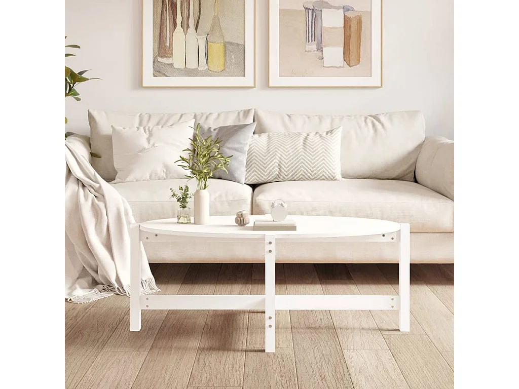 Table basse salon-Table d'appoint Blanc 118x63x45 cm Bois massif de pin SHL5777